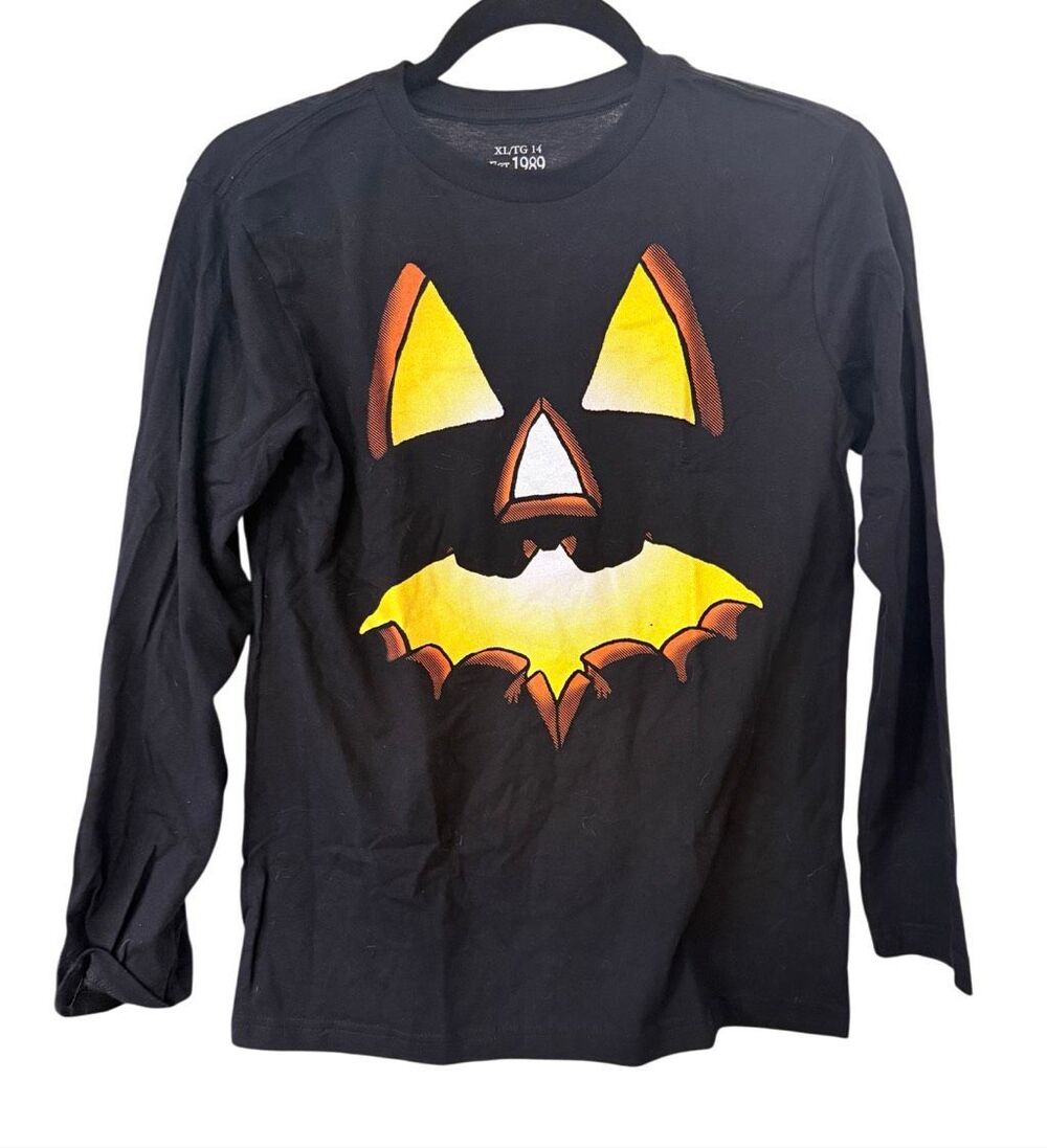 NWT The Children’s Place Black Jack O' Lantern Halloween Long Slv T-